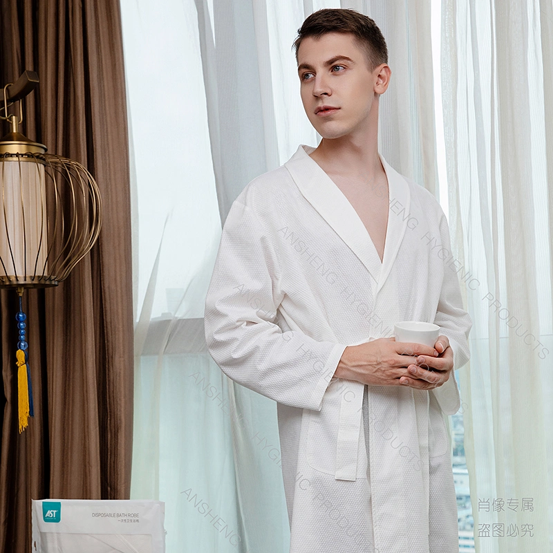 Disposable Men′s Multi-Style Bathrobe Non-Woven Fabric Sleepwear