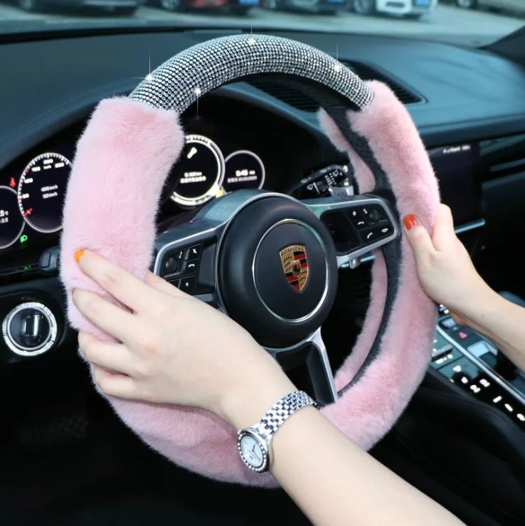 Cute Anti Slip Cover Plush New Universal Steering Wheel Handle Cover